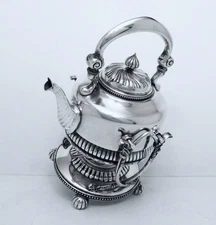 1891 GORHAM CO. SILVER SOLDERED AESTHETIC EGYPTIAN REVIVAL TILTING KETTLE
