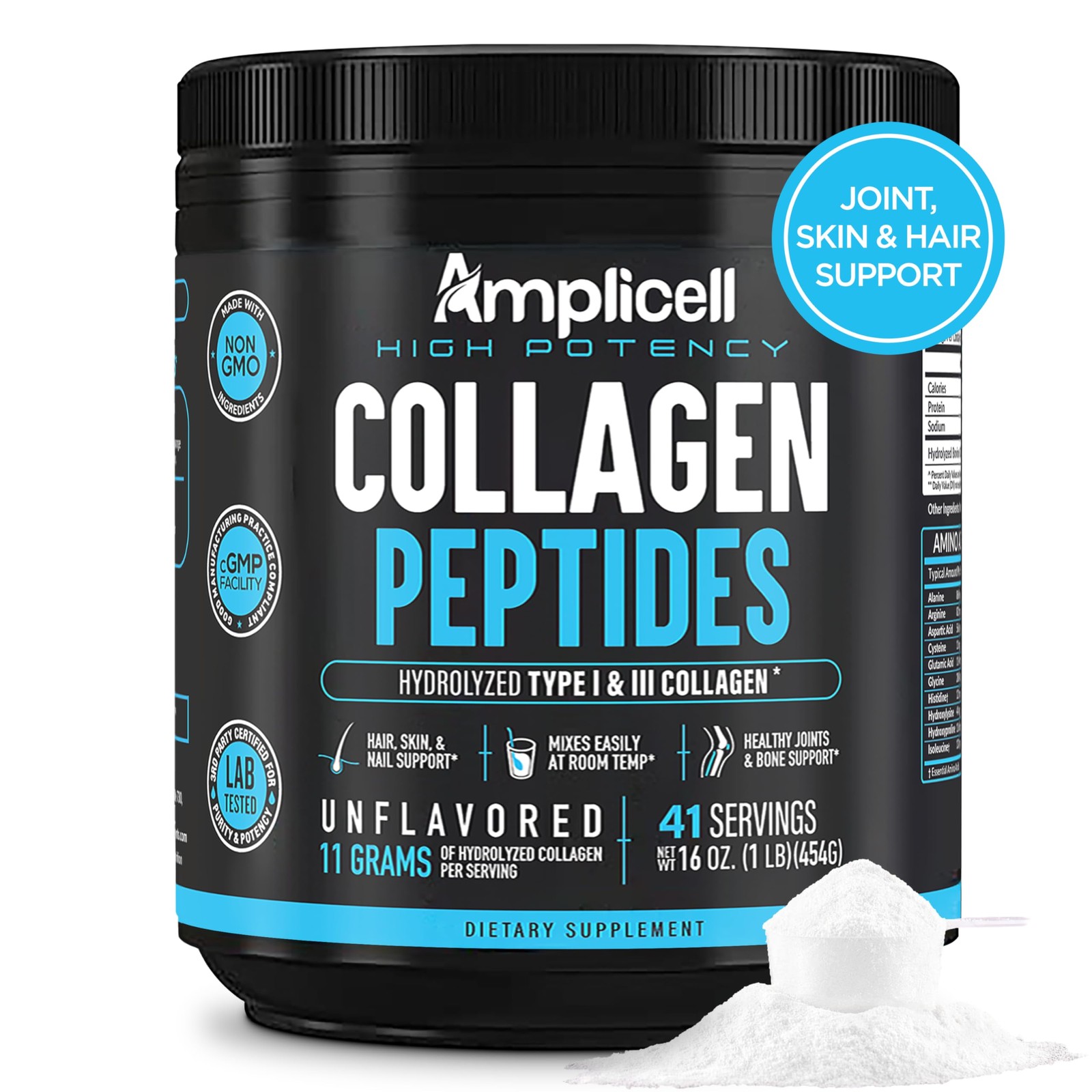 Hydrolyzed Multi Collagen Peptides Powder for Hair Skin Nails Type 1 & 3