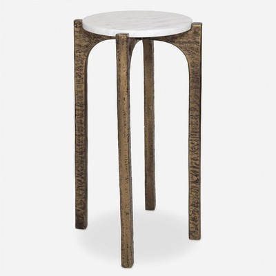 Uttermost 24933 Vivi 22 X 12 inch Antique Brass and Natural Marble Drink Table