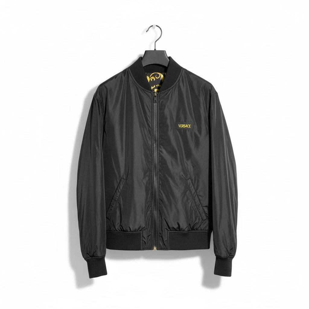NWT Versace Reversible Baroque Medusa Bomber Jacket Black Gold Authentic $2050 - product detail image 3