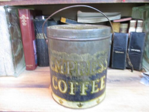 COFFEE CAN EMPRESS BRAND 5 LB original early 1900'S TIN LABEL RARE STONE ORDEAN - Picture 3 of 8