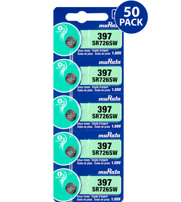 Murata 397 (SR726SW) Silver Oxide Watch Battery (50 Count) - Replaces Sony 397