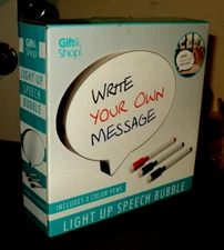 GIFT SHOP  Light Up Speech Bubble: BRAND NEW: Box is 7 1/4' Square: 3 Pens