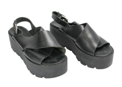 Pollini Studio Schuhe Damen (Eu) 40 Hoch Sperrig Plateau Sandalen Knöchelriemen