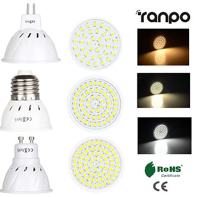RANPO AMPOULES LED SPOT Light 3W 5W 7W MR16 GU10 E27 2835 SMD Lumière 220V 12V 24V