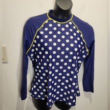 Boden Size 16/18 Blue Polka Dot Rashguard Swim Top