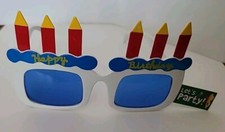 Fun Party Glasses Happy Birthday Cake Dark Blue Celebration Summer Movie Star
