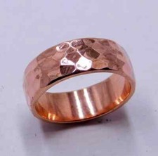 Solid Pure Copper Minimalist Healing Ring, Handmade, Unisex, Hammer Comfort Band