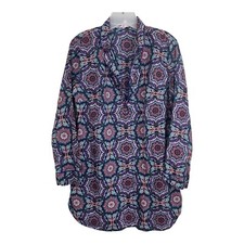 Victoria  s Secret Night Shirt Pajama Size Small Cotton Purple Print Long Sleeve