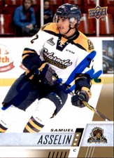 Samuel Asselin Signed Auto 2017-18 Upper Deck CHL card Shawinigan Cataractes