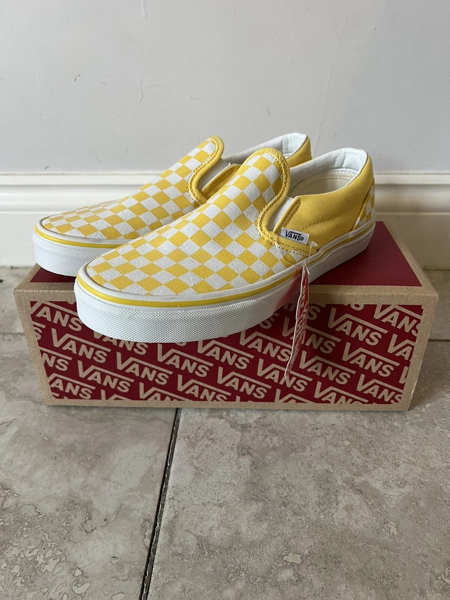 Yellow checkerboard vans size best sale 5