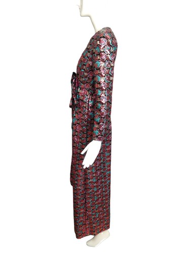 OSCAR DE LA RENTA - Abito da sera in broccato con paillettes metalliche anni '60, taglia 10 - Foto 6 di 7