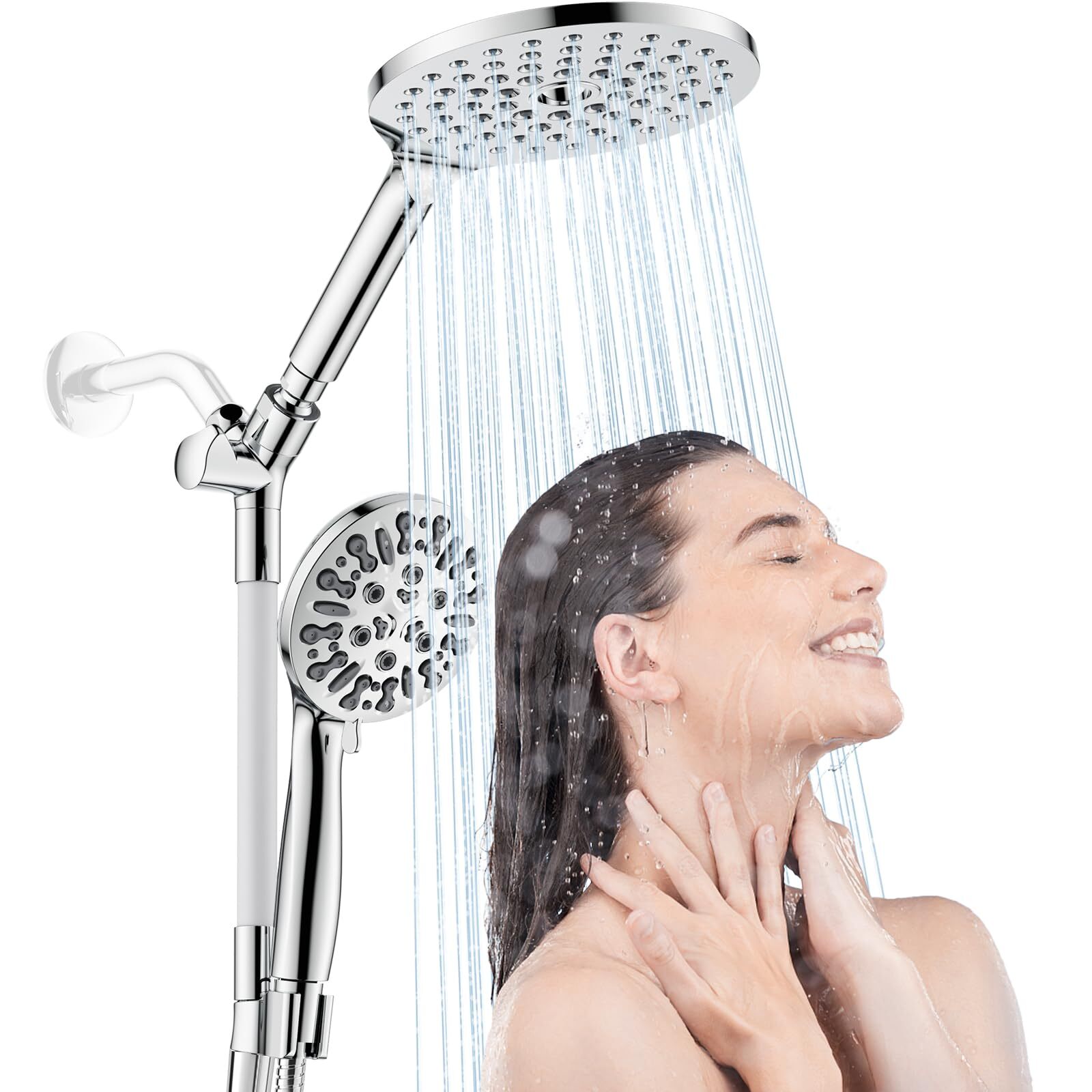 Modern Dual Shower Head Handheld Spray 7.5 Rainfall Shower Head 9 Modes Hand Sho