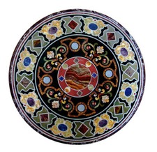 36" Marble Table Top pietra dura semi precious stones work room decor