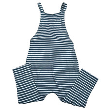 Gray Label Overall Tatum Romper Long Outfit 9/10 Year Old Gray Blue/White Strip