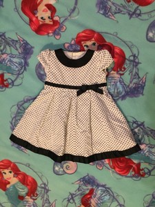 baby girl black and white polka dot dress