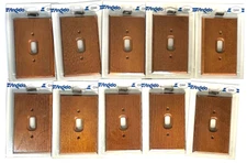 (10) Angelo Bros,Solid Oak ,Finished Wall Switch Plates w/screws