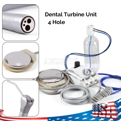 Dental Portable Turbine Unit 3 Way Syringe Work with Air Compressor 4 Hole USA