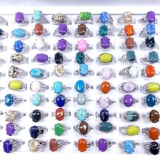 Wholesale 30pcs Womens Vintage Rings Hand Inlay Color Stone Variety of Styles