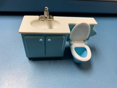 Vintage Fisher Price Toy Doll Furniture Bathroom Sink Toilet Made