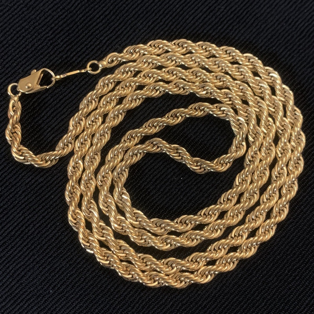 Vtg 80s Bling 3mm Gold Tone Rope Chain Necklace Signed DM 24” | eBay