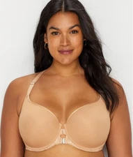 CURVY COUTURE 1372 TULIP FRONT CLOSE UNDERWIRE T-SHIRT BRA IN NUDE SIZE 46H