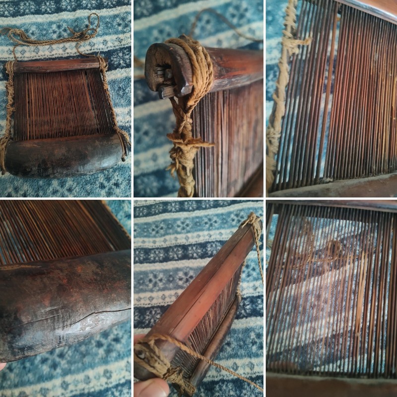 Vintage African Primitive Weaving Loom Reed Hand Carved Wood
