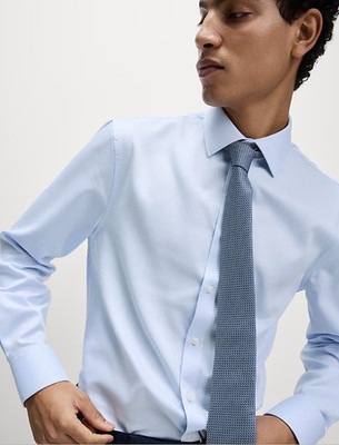 M&S Regular Fit Easy Iron Cotton Blend Shirt & Tie, Style# T11/6757M, Size 17.5''