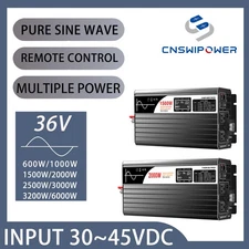 Pure Sine Wave Inverter 36V 30-45V DC Input 120V AC Output 1500W to 5000W