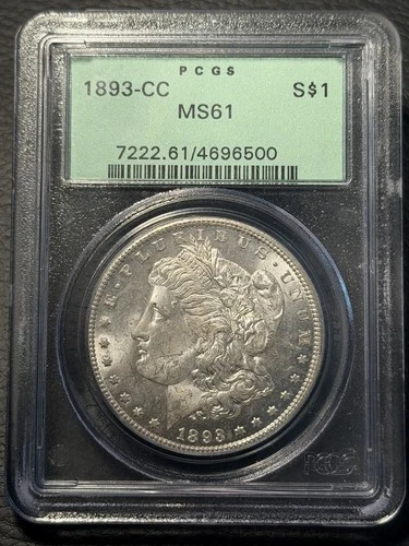 1893-CC Morgan Silver Dollar - PCGS MS 61 - OGH Old Green Holder