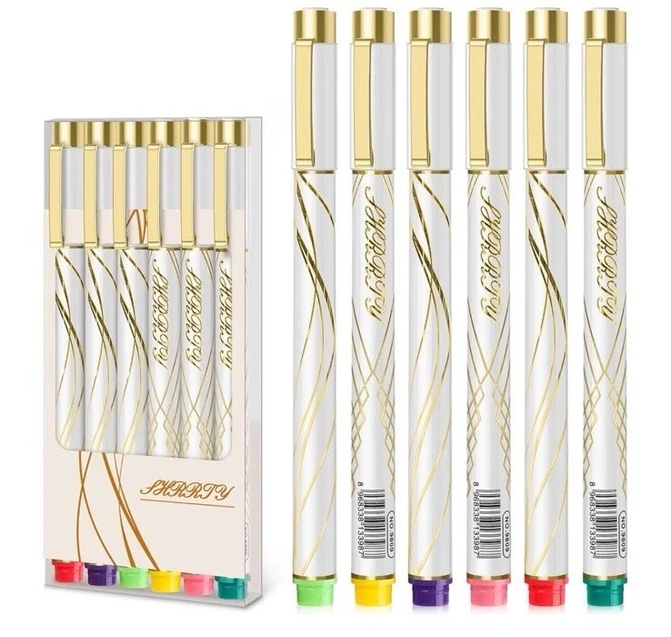 6 Pack Colored Gel Pens Waterproof Bold Colors Journaling Fine Point Art Fun NEW