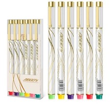 6 Pack Colored Gel Pens Waterproof Bold Colors Journaling Fine Point Art Fun NEW