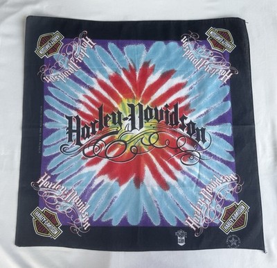Vintage 80 s Harley Davidson Handkerchief Bandana Tie Dye Made In USA