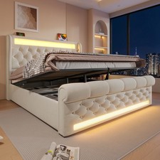 LED Doppelbett Polsterbett Funktionsbett Stauraumbett Bettgestelle Einzelbett