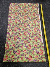 Lot of 3 Yards Butterflies On Green Cotton Fabric