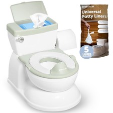 Real Feel 2-in-1 Potty with Wipes Storage, Flushing Sounds  Disposable Sage