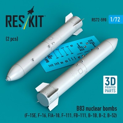 Reskit RS72-0590 B83 nuclear bombs 2 pcs Resin kit 1/72 scale