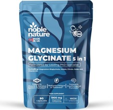 NobleNature Magnesium Glycinate 5-in-1 Complex High Strength 1900mg 90 Capsules 0.15 per thousand milligrams