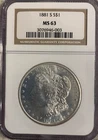 1881-S MORGAN 90% SILVER DOLLAR [[NGC MS-63]]