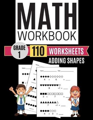 Math Workbook Grade 1 Worksheets Adding Shapes by Kitty Learning (English) Paper