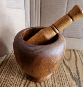 Vintage Wood Mortar and Pestle