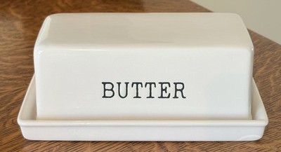 Ceramic Butter Dish with Lid Farmhouse Style Boxed Shape by  Kirkland's Home NEW