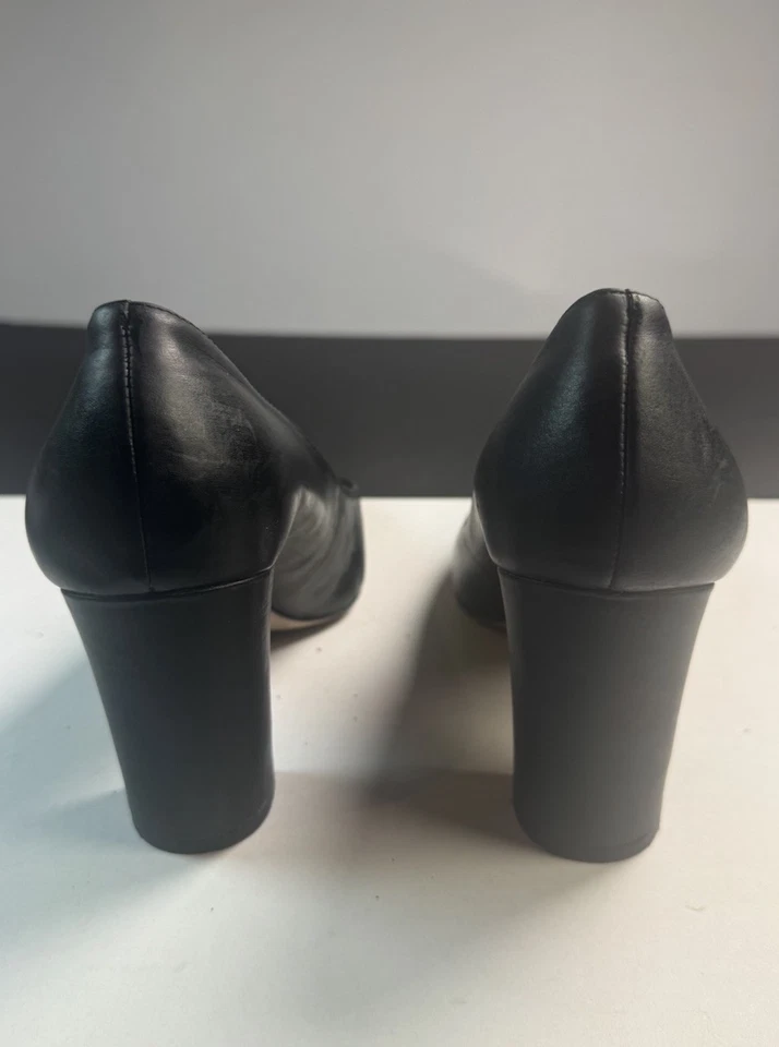 Zapatos de trabajo Antonio Melani para mujer talla 7,5 M de cuero negro punta en bloque Foto 4 de 4