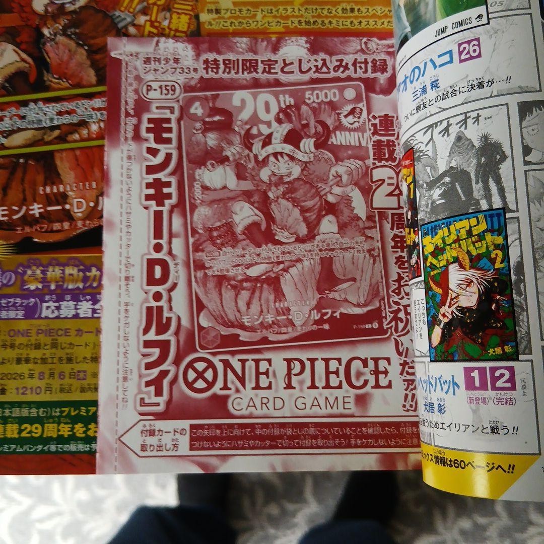 One Piece Luffy P-159 29th Anniversary Promo Card Shonen Jump No