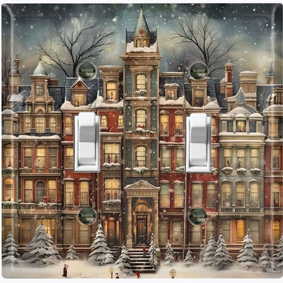 #ad Metal Light Switch Outlet Cover Wall Plate Winter Townhouse Apartment RAC126 $16.19