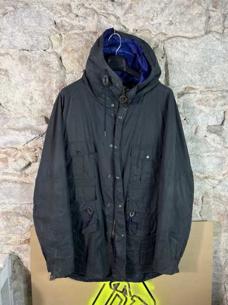 Barbour Cavendish Wax Jacket XL Navy Hooded MWX0309 Vintage 7/10