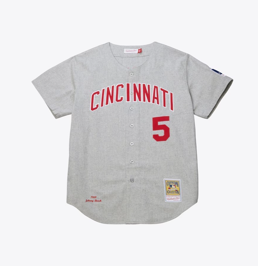 極美品 Mitchell & Ness REDS 5 BENCH Jersey MLB Mitchell & Ness Cincinnati Reds #5 Baseball Jersey New Mens