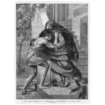 EDWARD JOHN POYNTER The Prodigals Return - Antique Print 1869