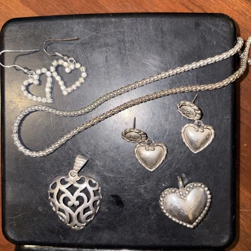 Vintage to Now Heart Costume Jewelry Lot - Earrings Necklaces Pendants