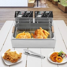 3400w Commercial Electric Deep Fryer 6l+6l Dual Tank Commercial W/ Fry Basket US